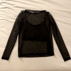 Forever 21 mesh long sleeve with super soft black cami built in